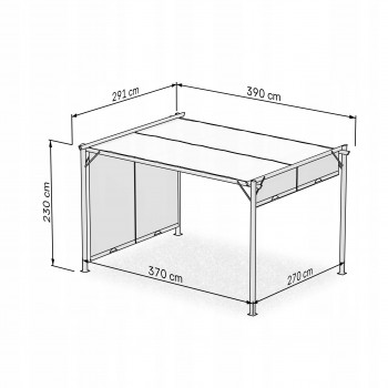 Zahradní terasová pergola - ocelová - béžová - Delos II 2,9x3,9m GRINDI IN THE GARDEN - 3