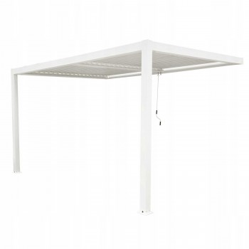 Zahradní terasová pergola ke zdi - hliníková - bílá - Kea VII 4x3m s otvírací střechou GRINDI IN THE GARDEN - 1