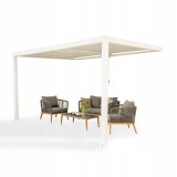 Zahradní terasová pergola ke zdi - hliníková - bílá - Kea VII 4x3m s otvírací střechou GRINDI IN THE GARDEN - 2
