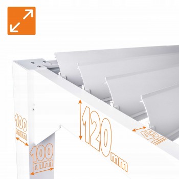 Zahradní terasová pergola ke zdi - hliníková - bílá - Kea VII 4x3m s otvírací střechou GRINDI IN THE GARDEN - 5