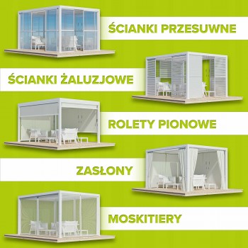 Zahradní terasová pergola ke zdi - hliníková - bílá - Kea VII 4x3m s otvírací střechou GRINDI IN THE GARDEN - 12