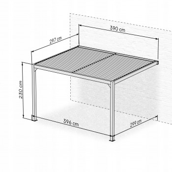 Zahradní terasová pergola ke zdi - hliníková - šedá - Kea VII 4x3m s otvírací střechou GRINDI IN THE GARDEN - 3