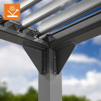 Zahradní terasová pergola ke zdi - hliníková - šedá - Kea VII 4x3m s otvírací střechou GRINDI IN THE GARDEN - 9