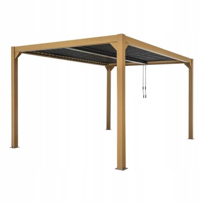 Zahradní terasová pergola - hliníková - imitace dřeva - Kea II 3x4m s otvírací střechou