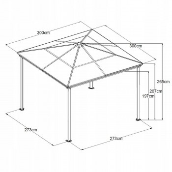 Zahradní hliníkový altán, antracitový - Libra I - 3x3m GRINDI IN THE GARDEN - 3