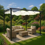 Zahradní terasová pergola - kovová - béžová - Milos I 3x3m GRINDI IN THE GARDEN - 10