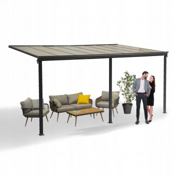 Terasová pergola ke zdi - hliníková - šedá - Nea III 5x3m GRINDI - 4