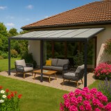 Terasová pergola ke zdi - hliníková - šedá - Nea III 5x3m GRINDI - 1