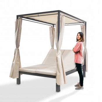 Zahradní pergola - lehátko se stříškou - šedá - Kayan I - 207x147x205 GRINDI - 5