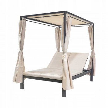 Zahradní pergola - lehátko se stříškou - šedá - Kayan I - 207x147x205 GRINDI - 2