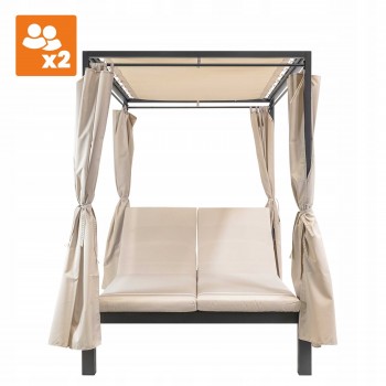 Zahradní pergola - lehátko se stříškou - šedá - Kayan I - 207x147x205 GRINDI - 3