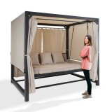 Zahradní houpací lehátko se stříškou - šedé - Sumba I - 236x180x210 GRINDI - 16