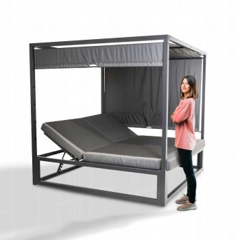 Zahradní pergola - lehátko se stříškou - šedá - Werula I - 195x195x195 GRINDI - 16