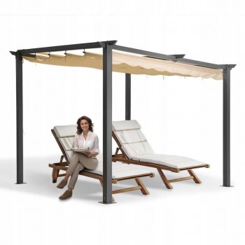 Zahradní terasová pergola - hliníková - béžová - Keros 3x3m GRINDI IN THE GARDEN - 3