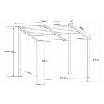 Zahradní terasová pergola - hliníková - béžová - Keros 3x3m GRINDI IN THE GARDEN - 4