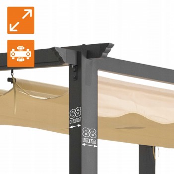 Zahradní terasová pergola - hliníková - béžová - Keros 3x3m GRINDI IN THE GARDEN - 5