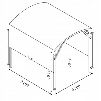 Dřevěná zahradní pergola s posuvnou střechou - Moha I - 3,2x3,1m GRINDI - 4