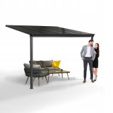 Terasová pergola ke zdi - hliníková - šedá - Nea I 3,1x3m GRINDI IN THE GARDEN - 9