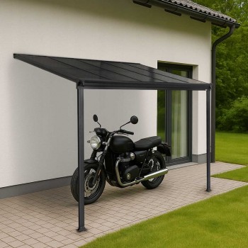 Terasová pergola ke zdi - hliníková - šedá - Nea I 3,1x3m GRINDI IN THE GARDEN - 5