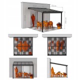 Terasová pergola ke zdi - hliníková - šedá - Nea I 3,1x3m GRINDI IN THE GARDEN - 4