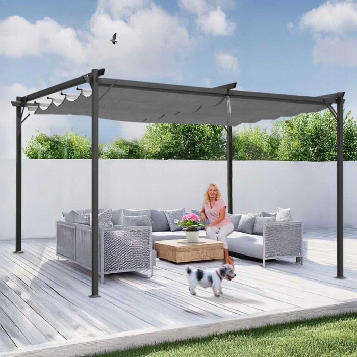 Zahradní terasová pergola - ocelová - šedá - Irda III 4x4m GRINDI IN THE GARDEN - 2
