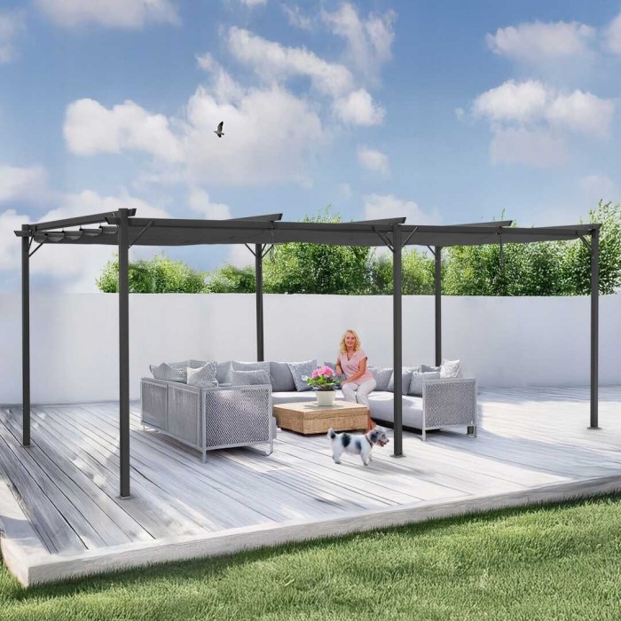 Zahradní terasová pergola - ocelová - šedá - Irda IV 3x6m GRINDI IN THE GARDEN - 2