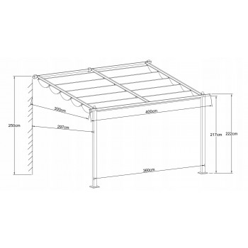 Terasová pergola ke zdi - kovová - béžová - Siros 3x4m GRINDI IN THE GARDEN - 3
