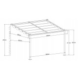 Terasová pergola ke zdi - kovová - béžová - Siros 3x4m GRINDI IN THE GARDEN - 3