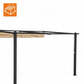 Terasová pergola ke zdi - kovová - béžová - Siros 3x4m GRINDI IN THE GARDEN - 6