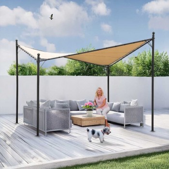 Zahradní terasová pergola - kovová - béžová - Ikaria - 3,5x3,5m GRINDI IN THE GARDEN - 5