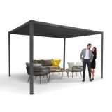 Zahradní terasová pergola - hliníková - šedá - Paros I 3x4m s elektricky otvíranou střechou GRINDI IN THE GARDEN - 2