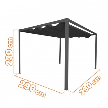 Zahradní terasová pergola - hliníková - šedá - Paros I 3x4m s elektricky otvíranou střechou GRINDI IN THE GARDEN - 3