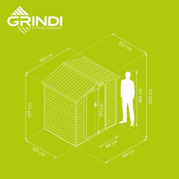 Zahradní domek na nářadí - kovový - imitace dřeva - Arbor I - 152x193x203 GRINDI IN THE GARDEN - 5