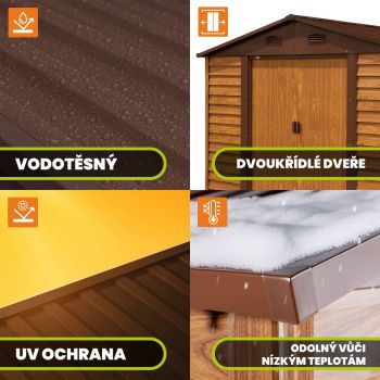 Zahradní domek na nářadí - kovový - imitace dřeva - Arbor III - 238x278x215cm GRINDI IN THE GARDEN - 4