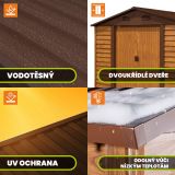 Zahradní domek na nářadí - kovový - imitace dřeva - Arbor III - 238x278x215cm GRINDI IN THE GARDEN - 4