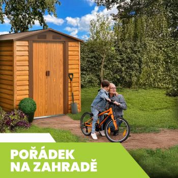 Zahradní domek na nářadí - kovový - imitace dřeva - Arbor V - 366x321x220 GRINDI IN THE GARDEN - 2