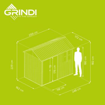 Zahradní domek na nářadí - kovový - Betula - 172x259x229 GRINDI IN THE GARDEN - 5