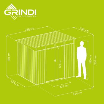 Zahradní domek na nářadí - kovový - Ribes II - 236x238x202 GRINDI IN THE GARDEN - 5