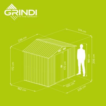 Zahradní domek na nářadí - kovový - Sorbus II - 174x236x206cm GRINDI IN THE GARDEN - 5