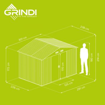 Zahradní domek na nářadí - kovový - Sorbus III - 238x301x214cm GRINDI IN THE GARDEN - 5