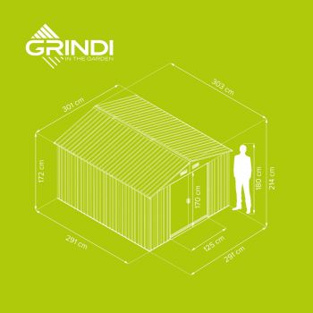 Zahradní domek na nářadí - kovový - Sorbus IV - 303x301x214 GRINDI IN THE GARDEN - 5