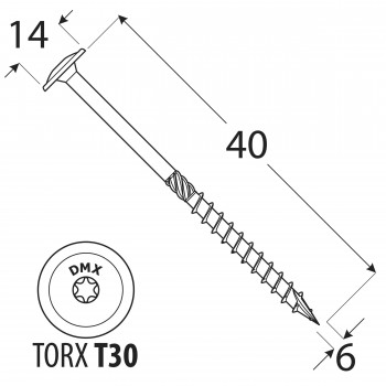 Tesařské vruty s talířovou hlavou 6mm TORX - CT