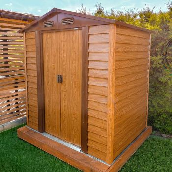 Zahradní domek na nářadí - kovový - imitace dřeva - Arbor I - 152x193x203 GRINDI IN THE GARDEN - 3