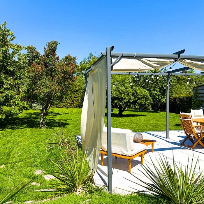 Zahradní terasová pergola - kovová - béžová - Irda I 3x3m GRINDI IN THE GARDEN - 5