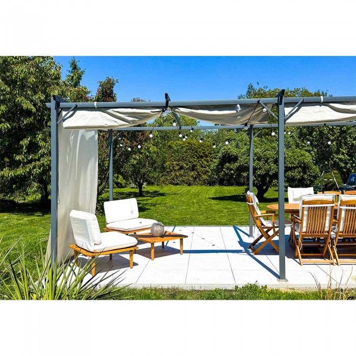 Zahradní terasová pergola - ocelová - béžová - Irda IV 3x6m GRINDI IN THE GARDEN - 3
