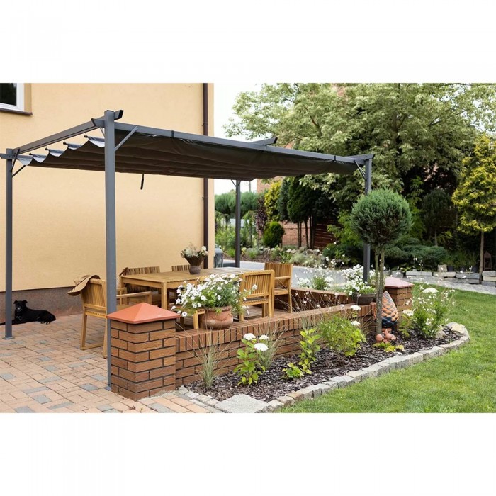 Zahradní terasová pergola - kovová - šedá - Irda I 3x3m GRINDI IN THE GARDEN - 1