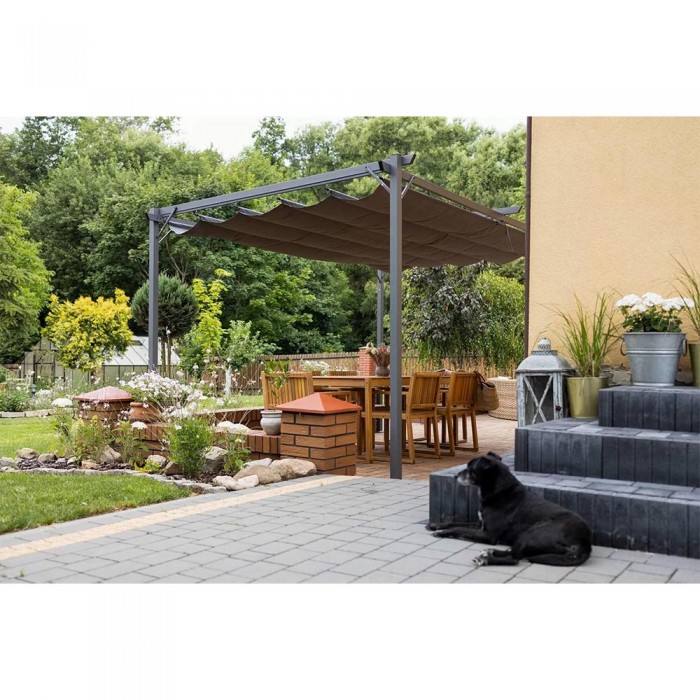 Zahradní terasová pergola - kovová - šedá - Irda II 3x4m GRINDI IN THE GARDEN - 4
