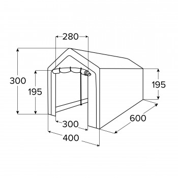 Garážový stan - PE 400x600x305 - šedý - NG 4