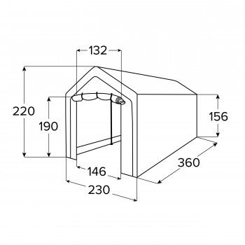 Garážový stan - PE 230x360x230 - šedý - NG 8