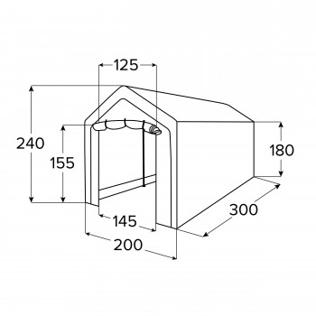 Garážový stan - PE 200x300x240 - šedý - NG 9